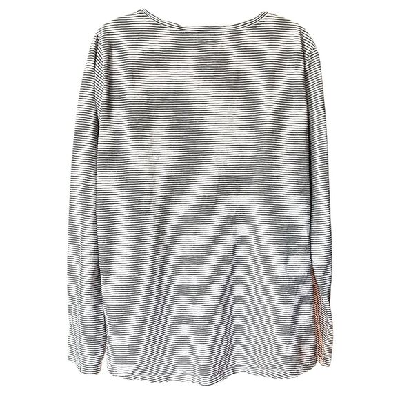 Loft Vintage Soft Black/Metallic Gold Stripe Long Sleeve Scoop Neck Top Sz XXL - Picture 8 of 9